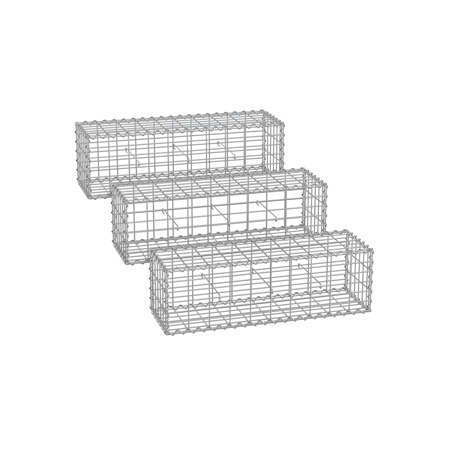 Draadmand – set van 3 – 5 x 10 cm maaswijdte – zilver