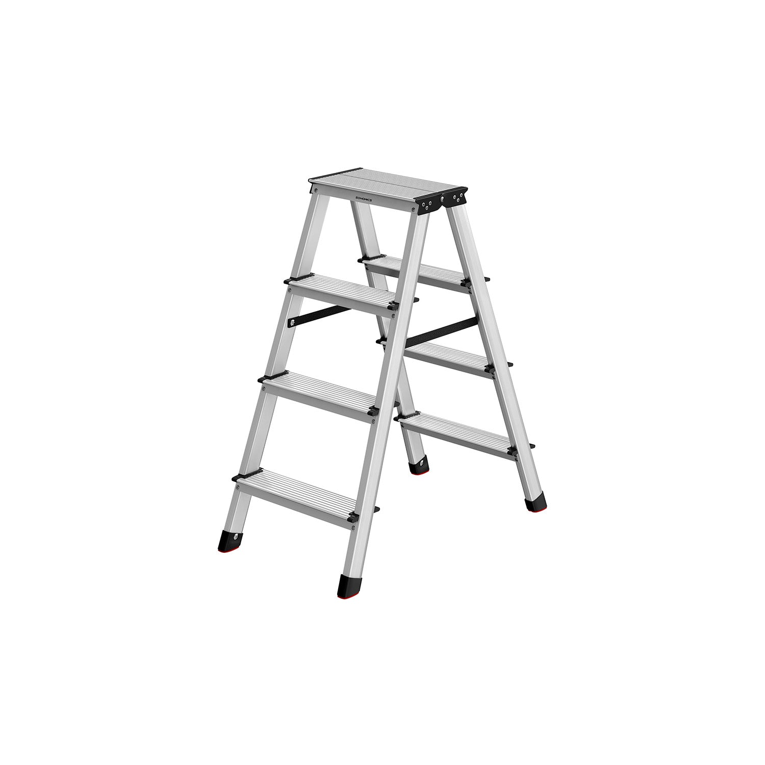 Ladder – met 4 antisliptreden – zilvergrijs-inktzwart