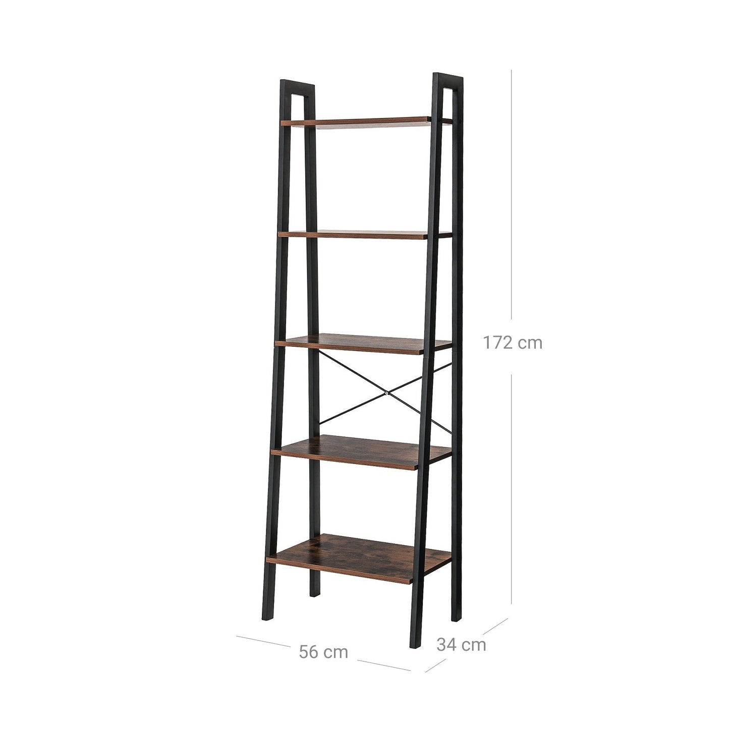 Staand rek – decoratieplank – boekenkast – woonkamerkast – vintage bruin/zwart