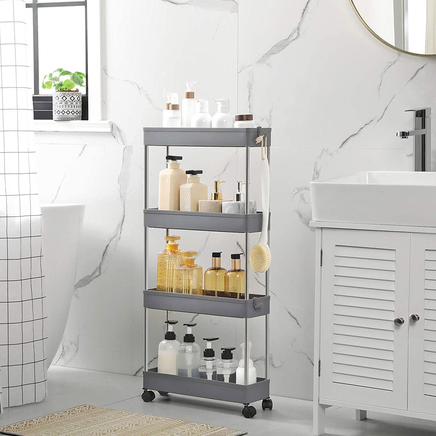 Trolley - Keukenrek - 4 niveaus - 40 x 13 x 86 cm - Grijs