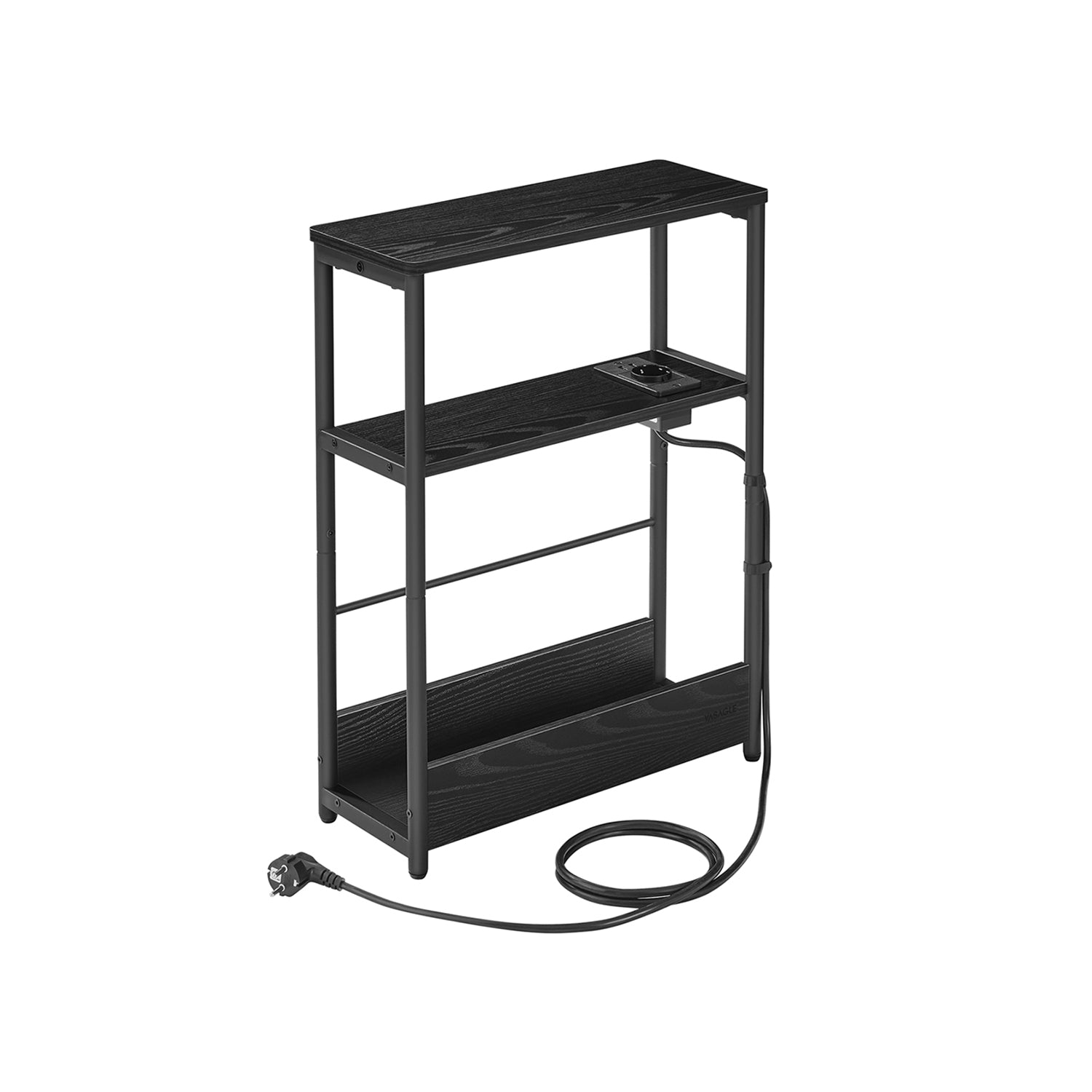 Bijzettafel – met 3 planken – smal – ebbenhout zwart & inktzwart