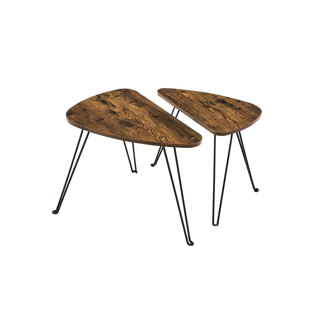 Bijzettafels - Set van 2 - Salontafel - Industrieel design - Bruin/Zwart