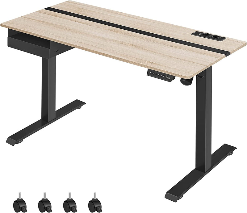 Elektrisch bureau - Hoogte verstelbaar - Memoryfunctie met 4 hoogtes - Wit zwart - 60 x 140 cm