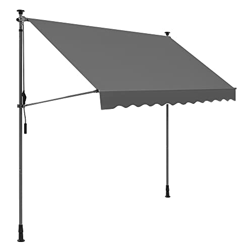 Klemluifel - Balkonluifel - 250 x 130 cm - Met zwengel - In hoogte verstelbaar - Zwart