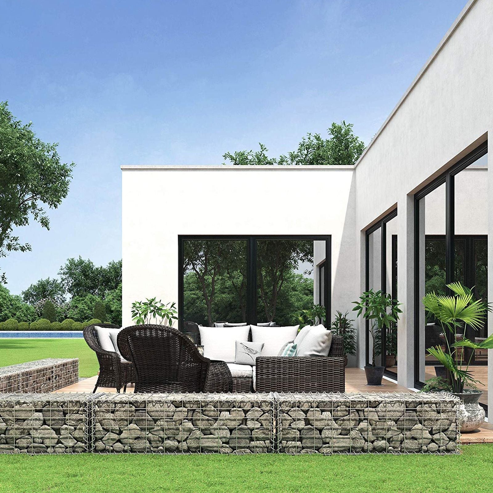 Schanskorf - Gabion tuinmuur - Voor stenen - 100 x 30 x 30 cm - Zilver