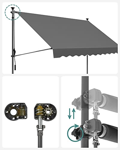 Klemluifel - Balkonluifel - 250 x 130 cm - Met zwengel - In hoogte verstelbaar - Zwart