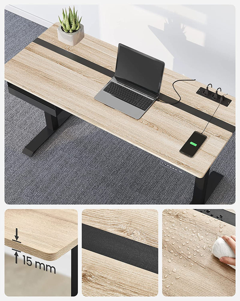 Elektrisch bureau - Hoogte verstelbaar - Memoryfunctie met 4 hoogtes - Wit zwart - 60 x 140 cm