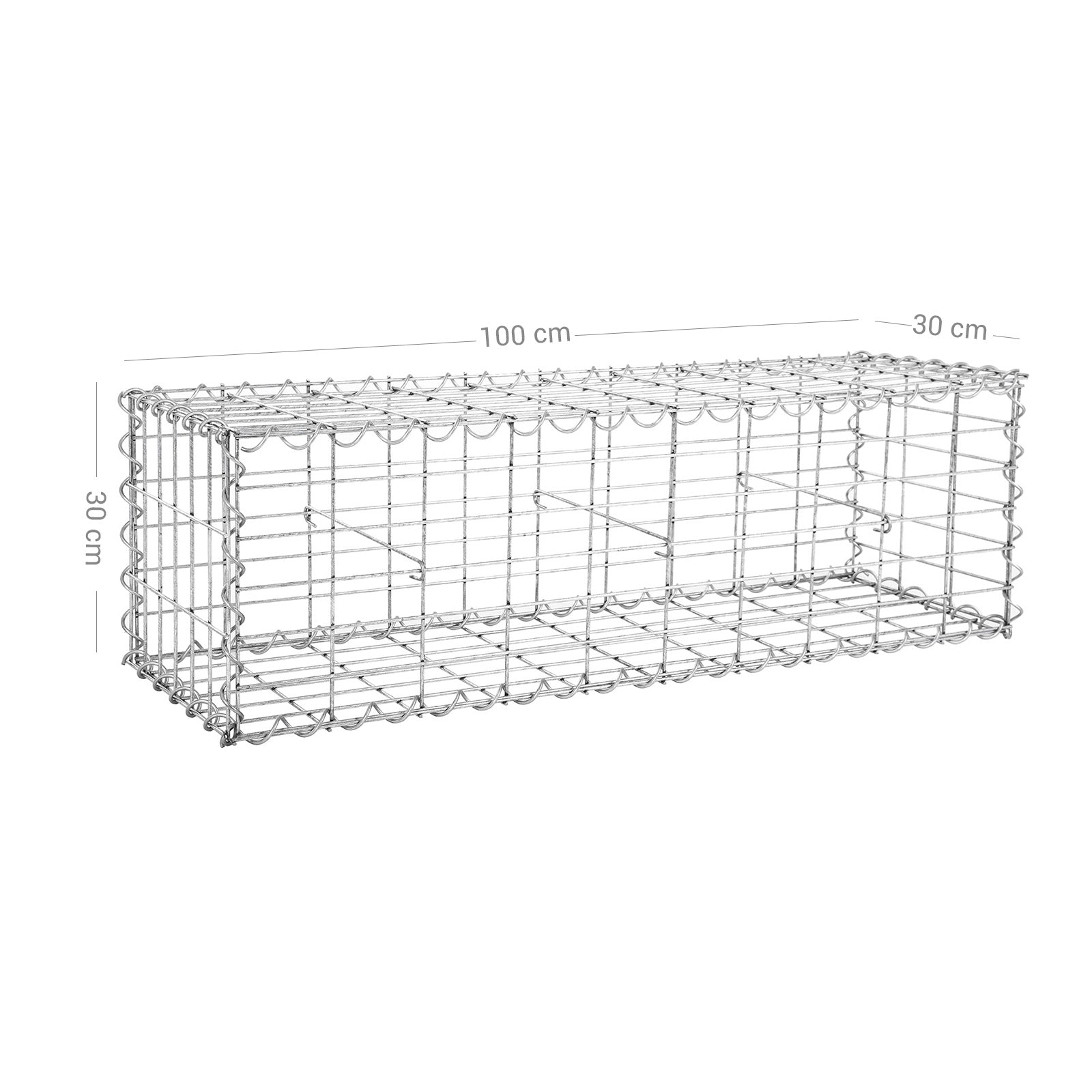 Schanskorf - Gabion tuinmuur - Voor stenen - 100 x 30 x 30 cm - Zilver