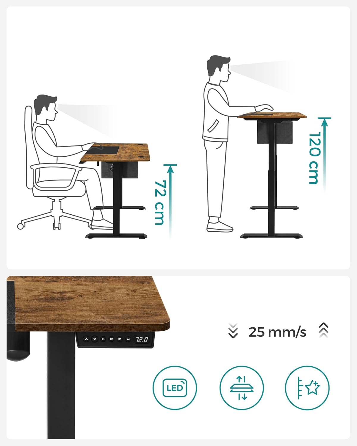 Bureau - Elektrisch bureau - Met wielen en opbergtas
