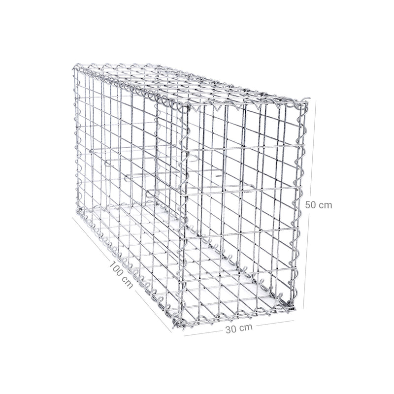 Schanskorf - Roestvrije steenkorf - Gabion - 100 x 50 x 30 cm - Zilver