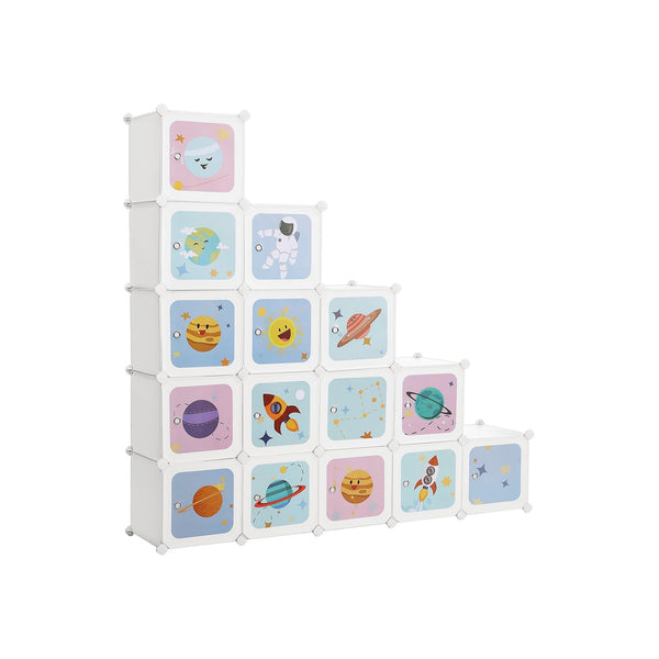 Opbergkast - Kinderkast met deuren - Kunststof schoenenrek - Wit