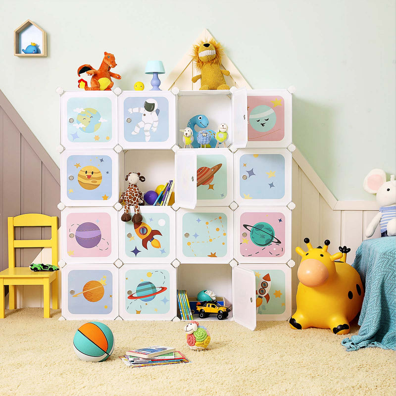 Opbergkast - Kinderkast met deuren - Kunststof schoenenrek - Wit