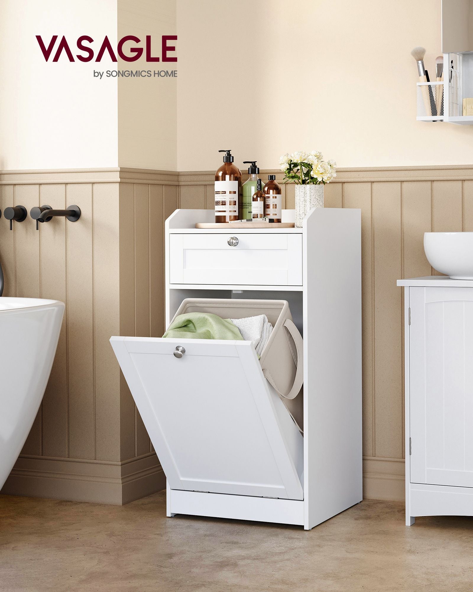 Badkamerkastje – met wasmand – 40 × 40 × 80,2 cm