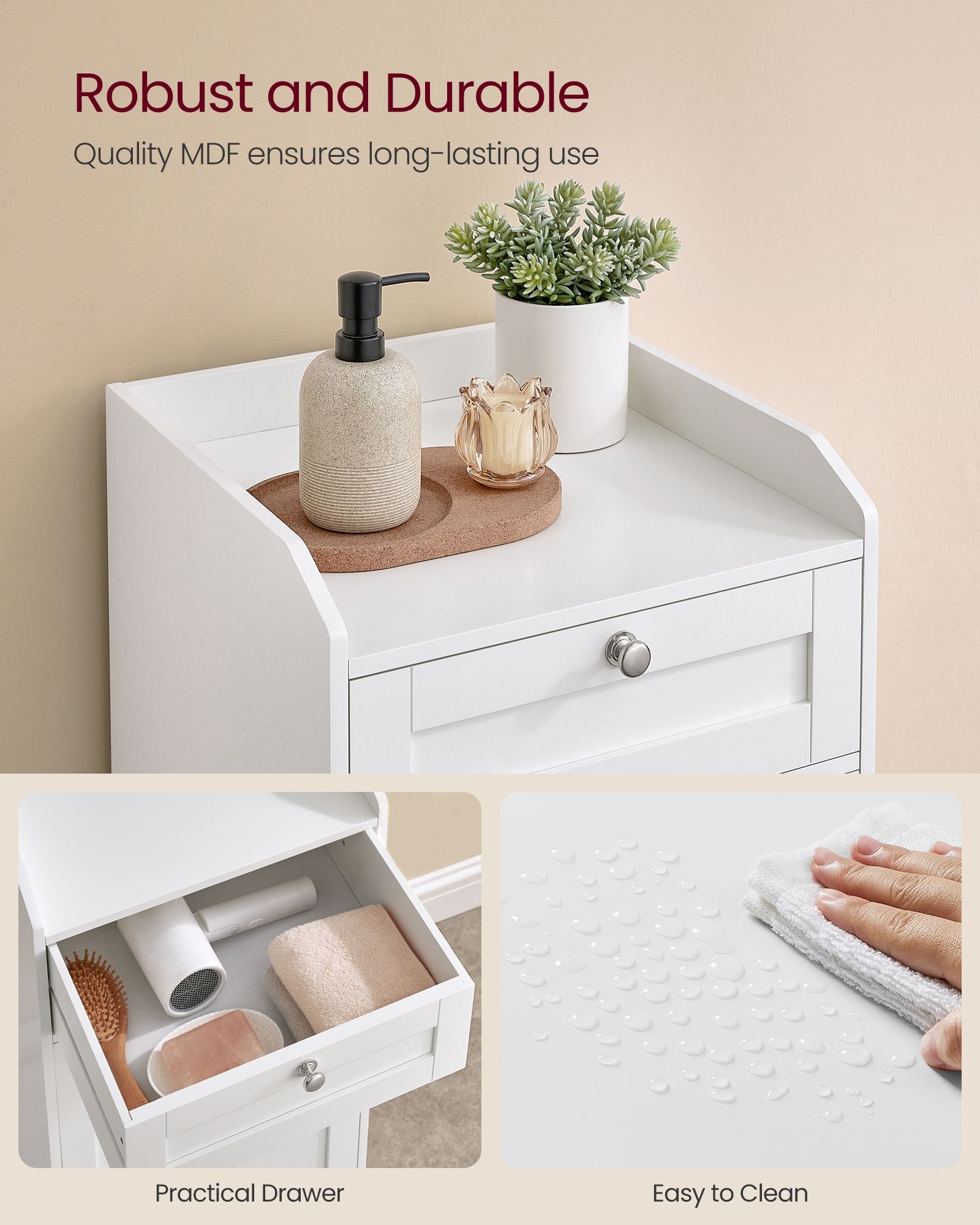 Badkamerkastje – met wasmand – 40 × 40 × 80,2 cm
