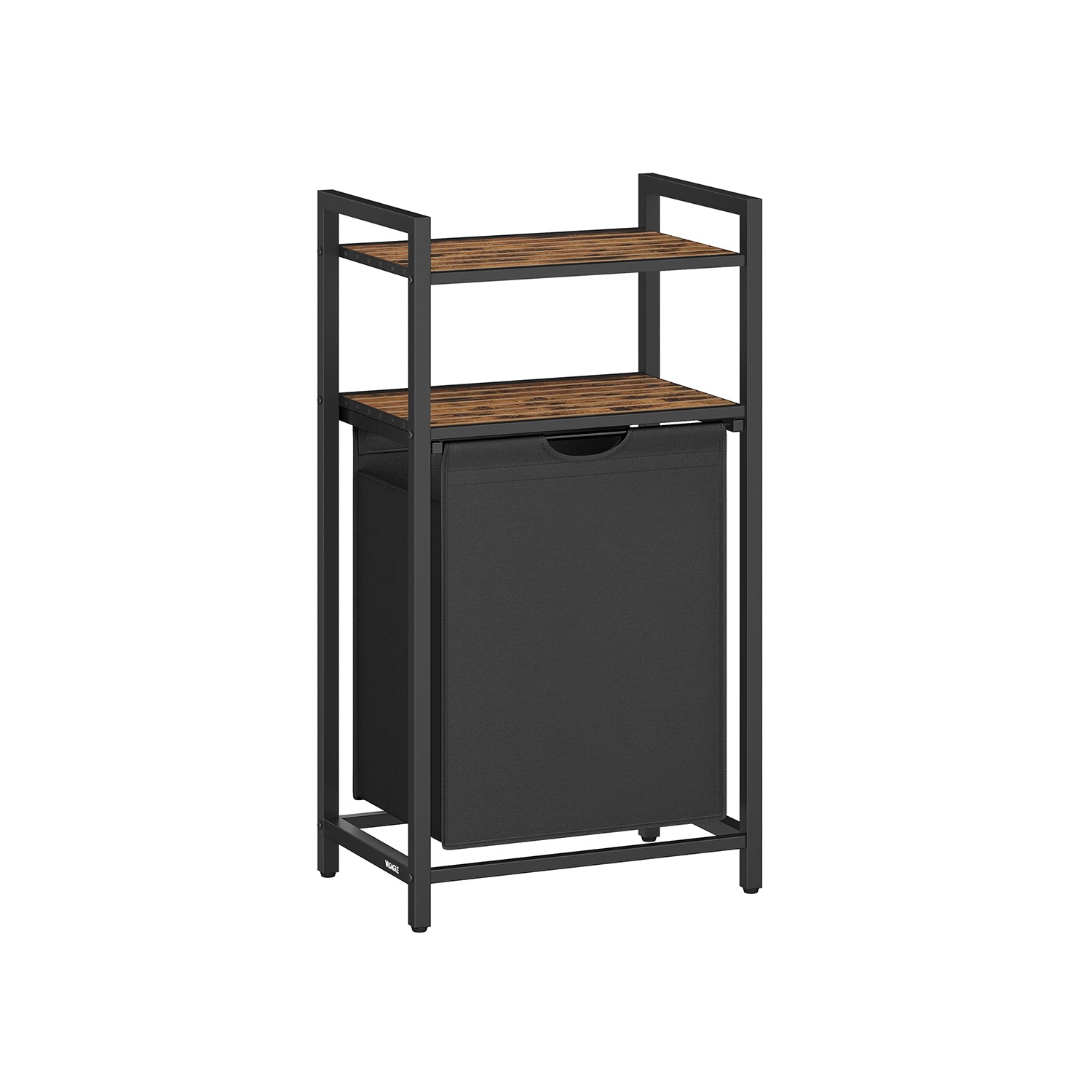 Wasmand met 2 planken 65 liter vintage bruin-zwart