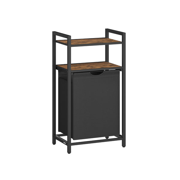 Wasmand met 2 planken 65 liter vintage bruin-zwart