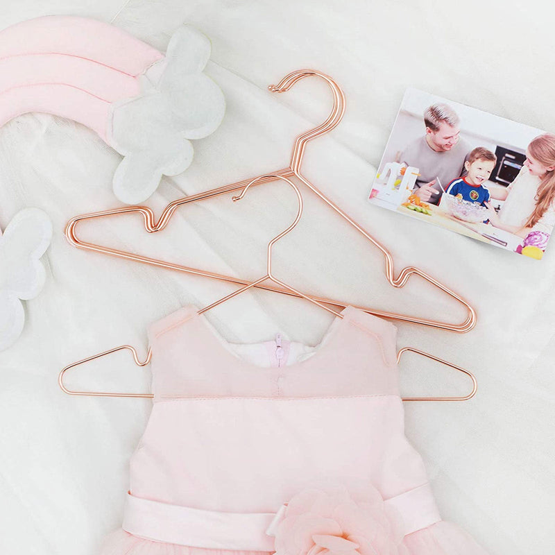 Kledinghangers voor kinderen - Roségoud metaal - 35 cm - Stabiele beugel - 20 stuks