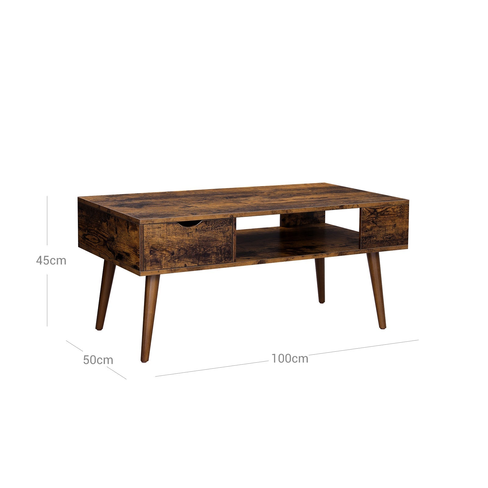 Salontafel - Met open vak en lade - Bruin