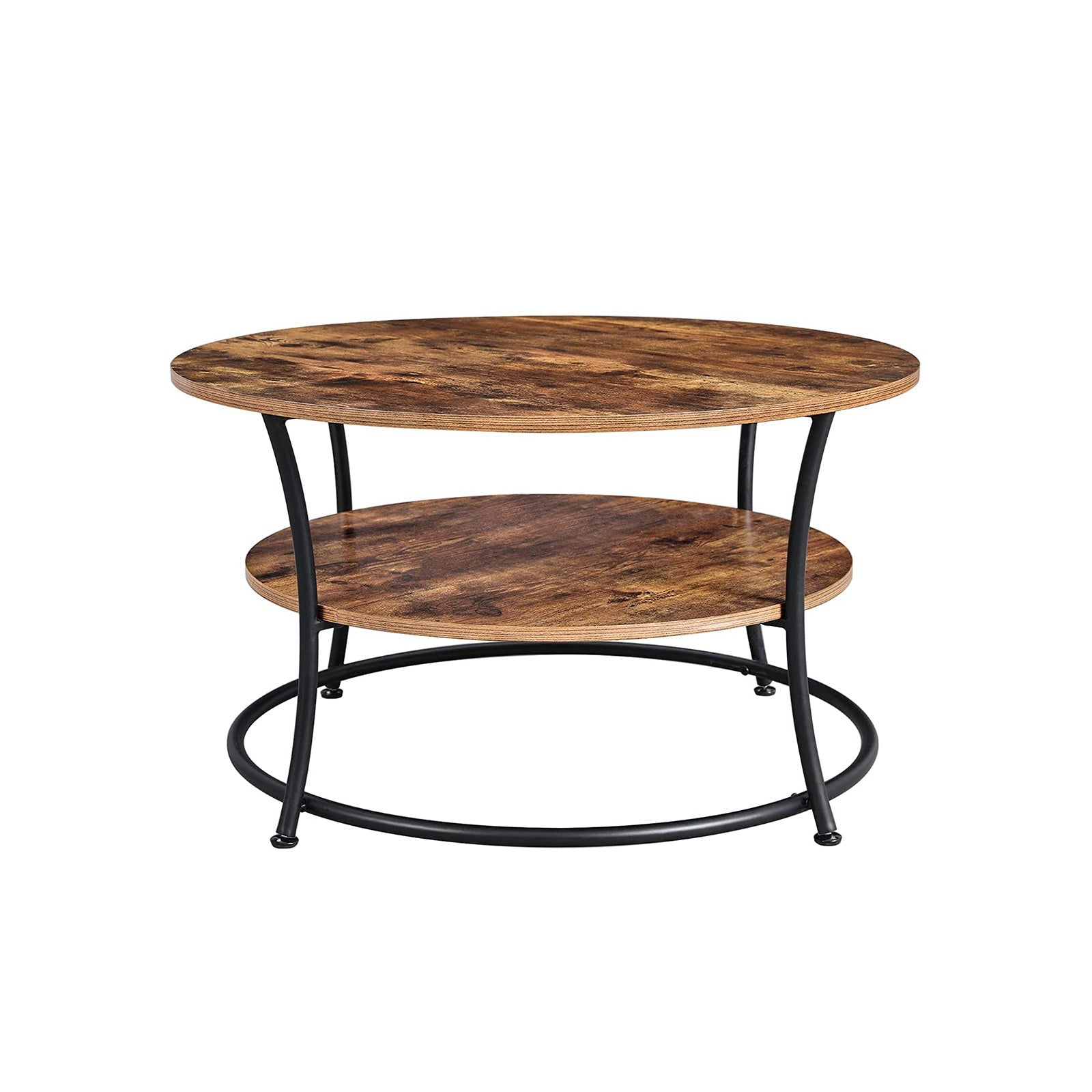Salontafel - Ronde bijzettafel met 2 planken - Metalen frame