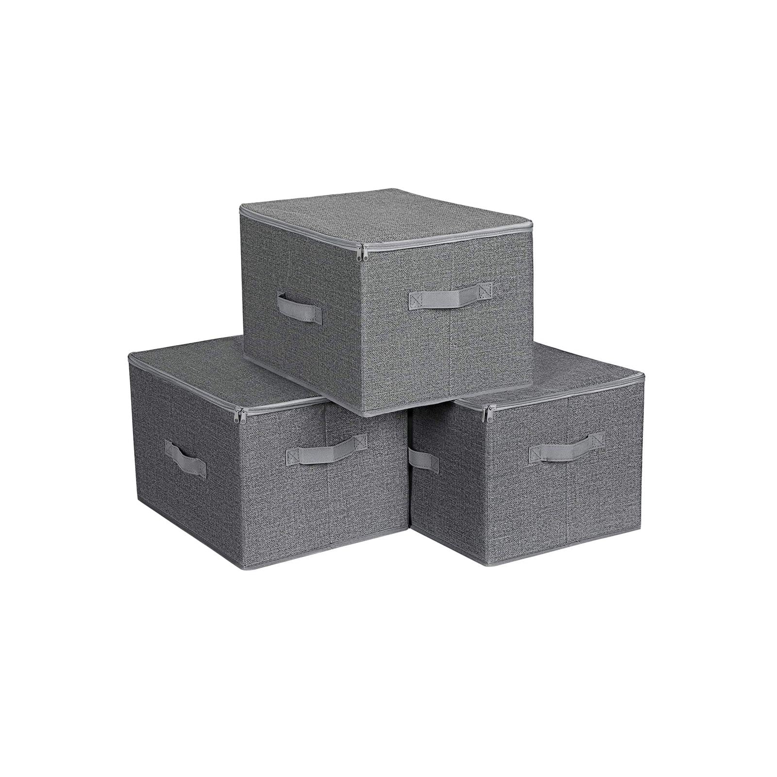 Opbergboxen - Stoffen dozen - Set van 3 - Met deksel en handgrepen