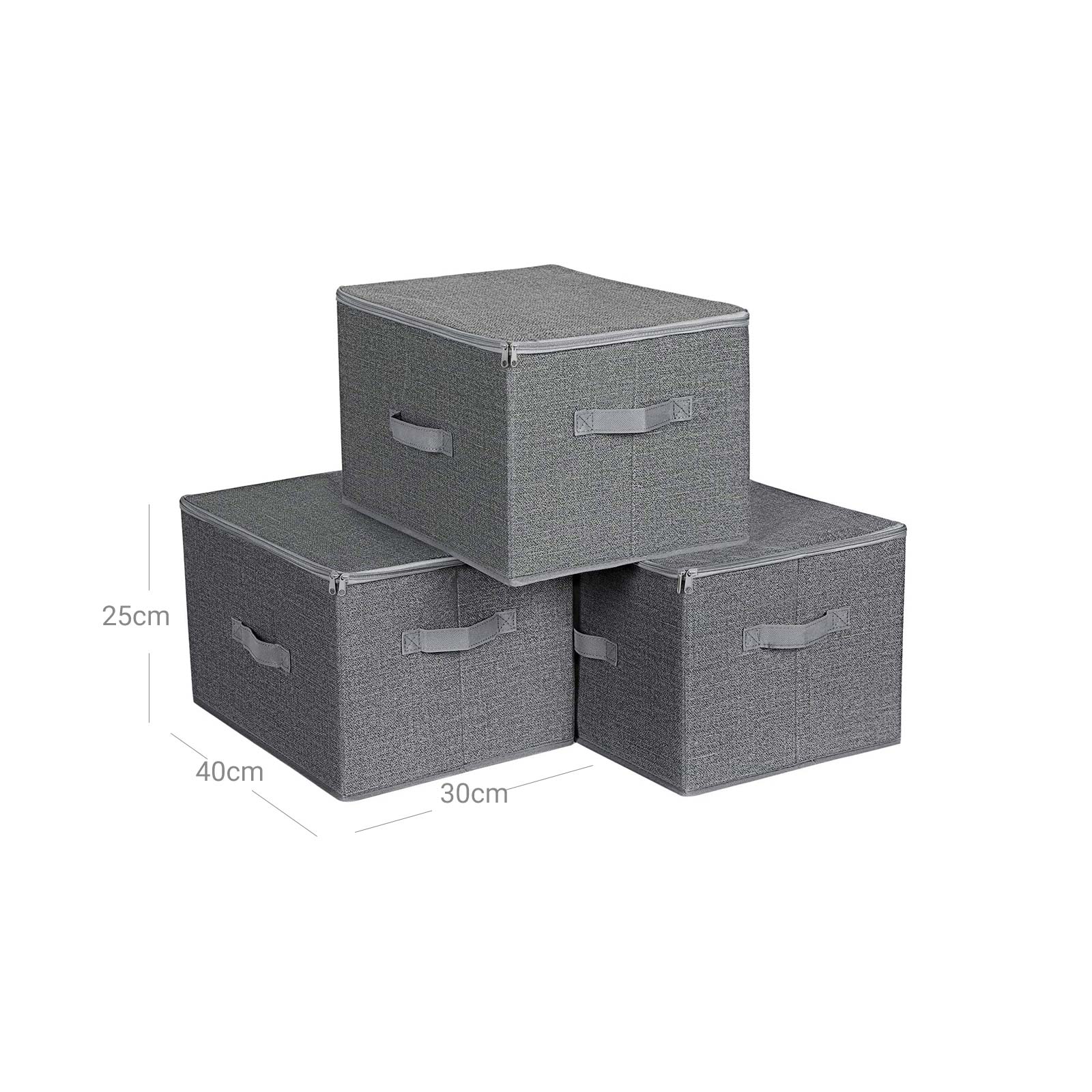 Opbergboxen - Stoffen dozen - Set van 3 - Met deksel en handgrepen