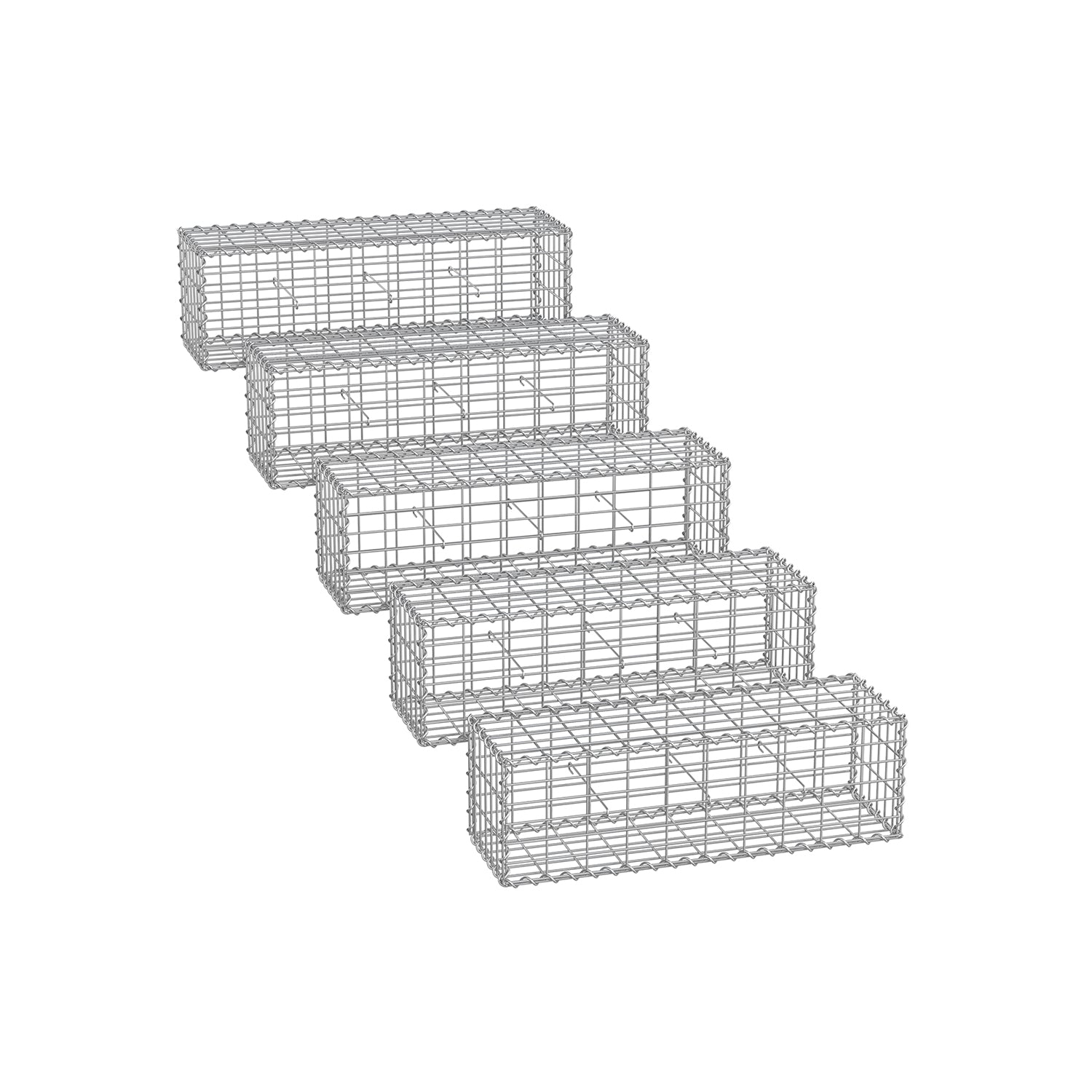 Schanskorven – set van 5 – 5 x 10 cm maaswijdte – zilver