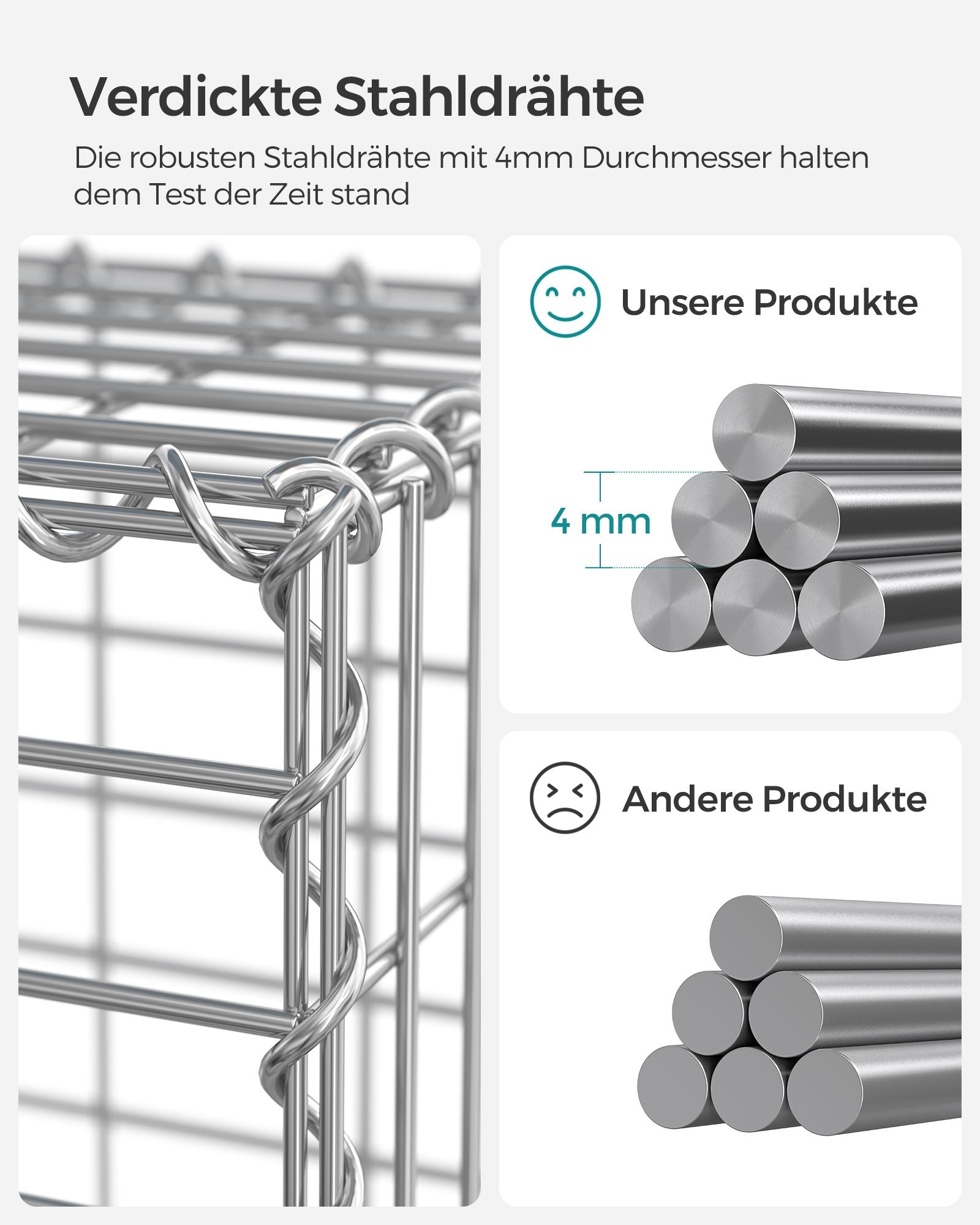 Schanskorven – set van 5 – 5 x 10 cm maaswijdte – zilver