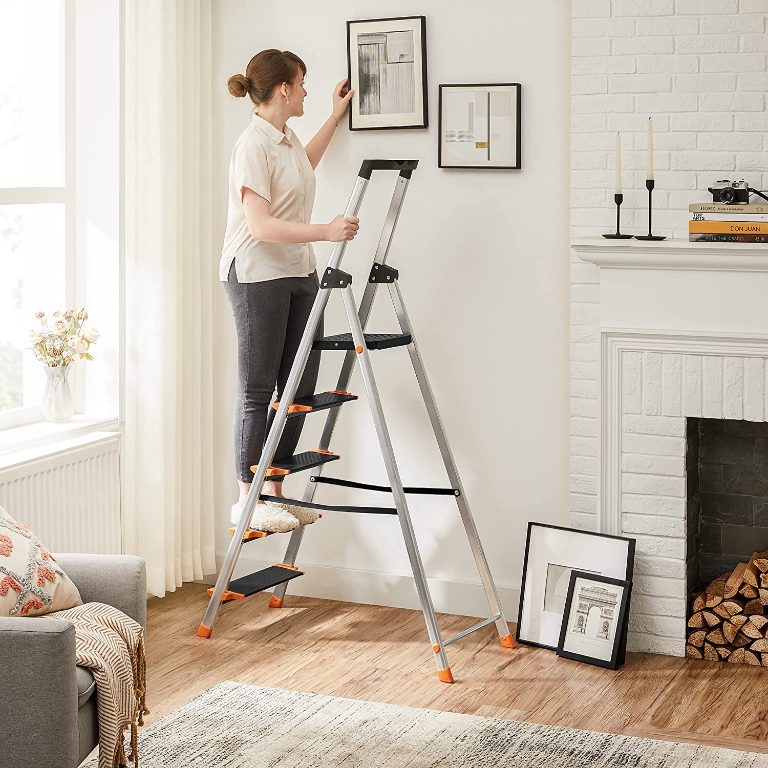 Trapladder - Opvouwbaar - 5 treden - Aluminium - Tot 150 kg