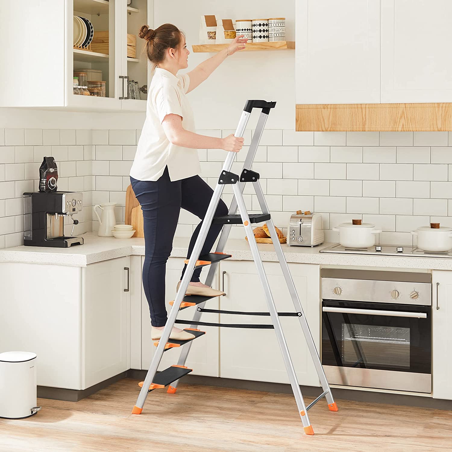 Trapladder - Opvouwbaar - 5 treden - Aluminium - Tot 150 kg