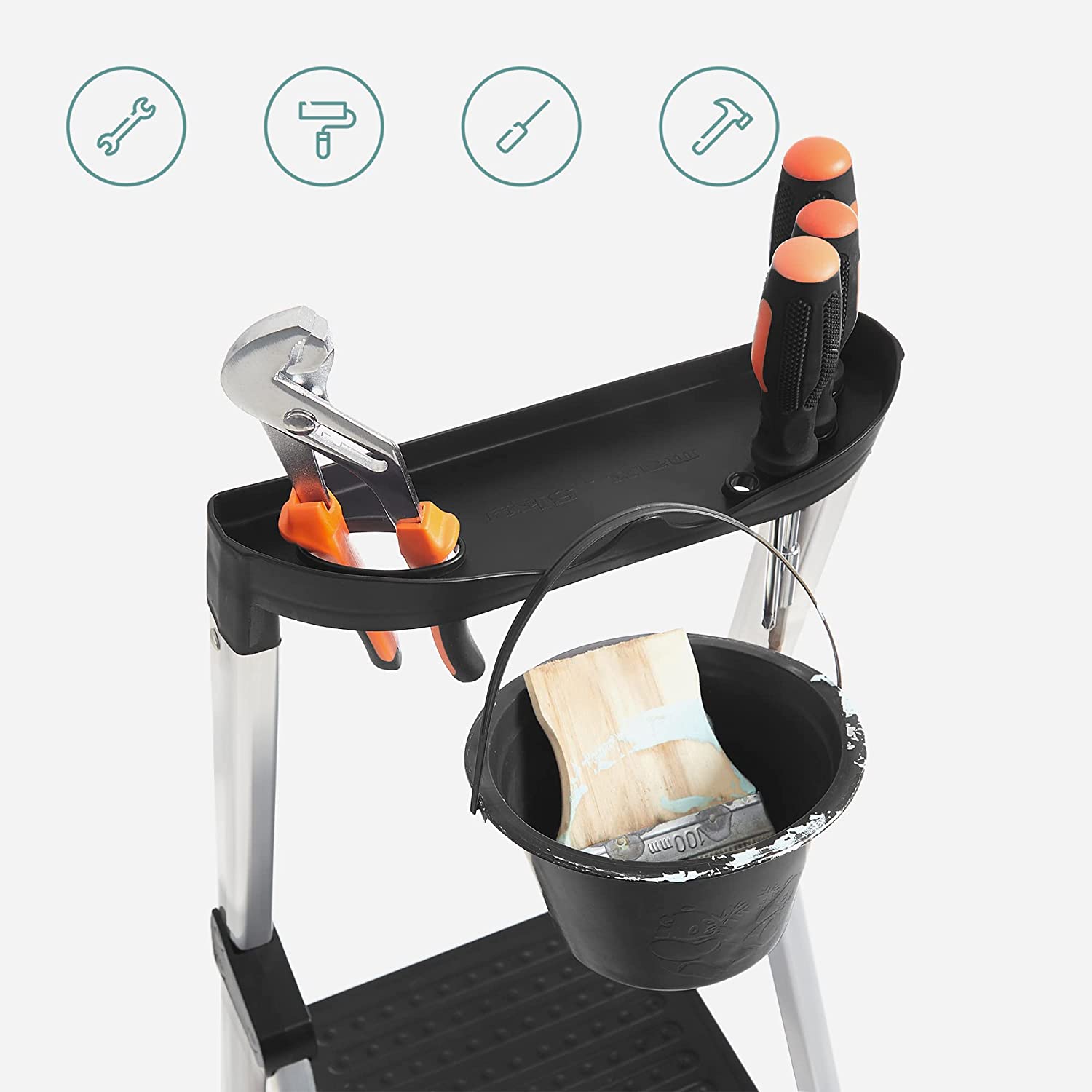 Trapladder - Opvouwbaar - 5 treden - Aluminium - Tot 150 kg