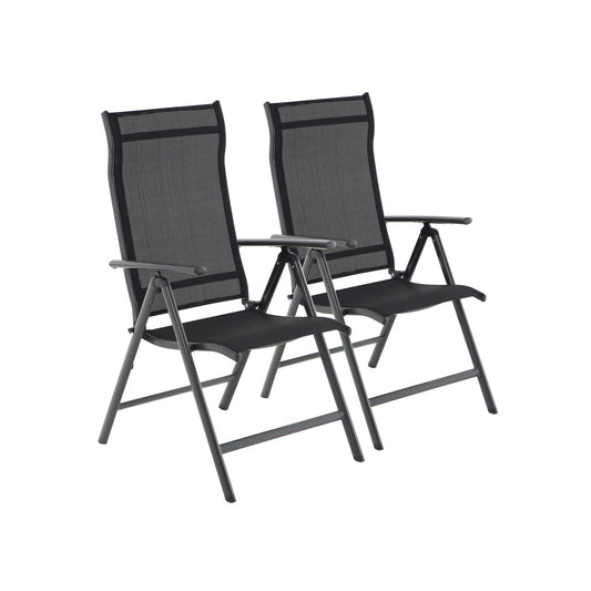 Tuinstoelen - Klapstoelen met verstelbare rugleuning - Aluminium frame - Zwart