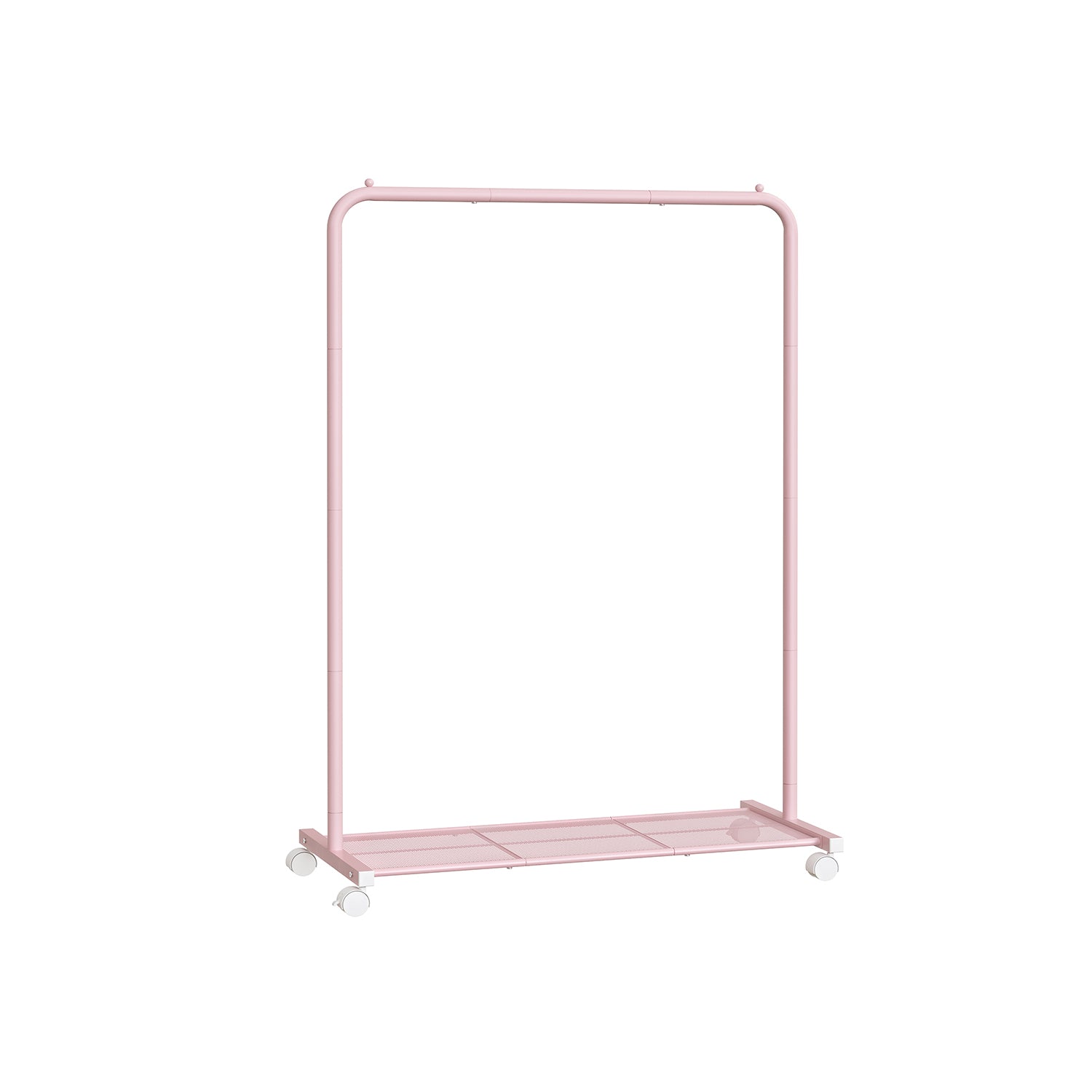 Kledingrek 91 Cm Breed Op Pastelroze Wielen