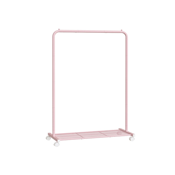 Kledingrek 91 Cm Breed Op Pastelroze Wielen