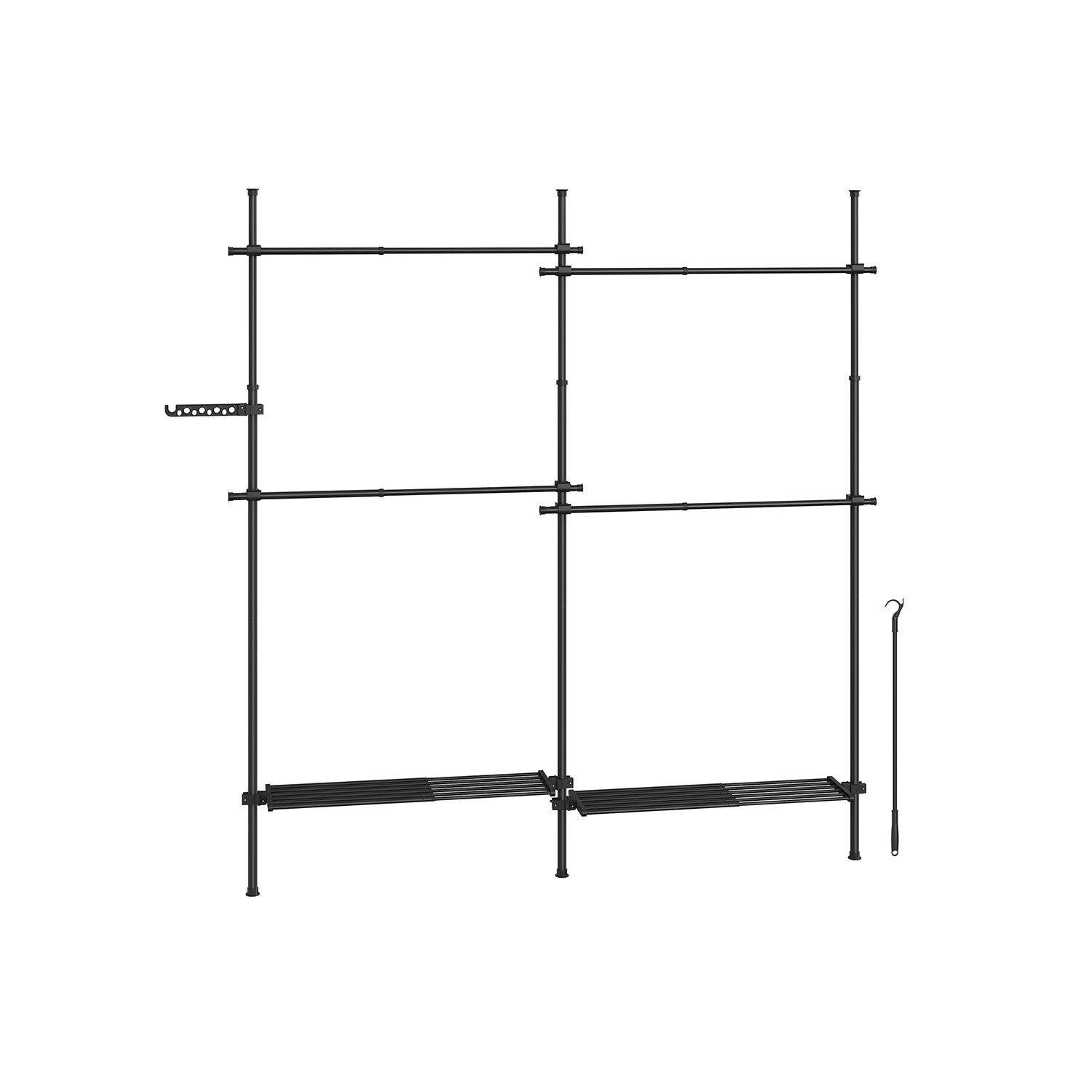 Kledingrek – 33,5 × (162–238) × (208–310) cm – mat wit