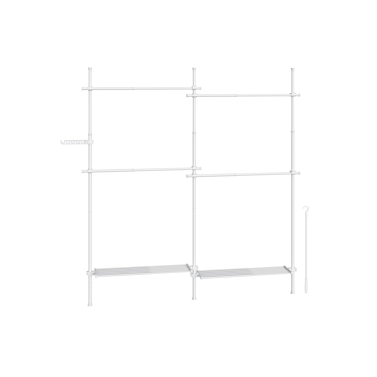Kledingrek – 33,5 × (162–238) × (208–310) cm – mat wit