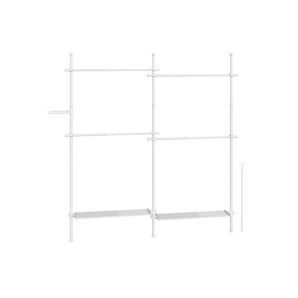 Kledingrek – 33,5 × (162–238) × (208–310) cm – mat wit