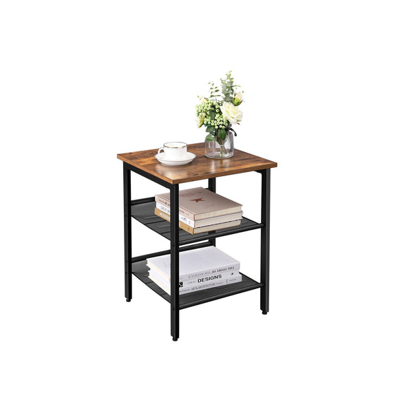 Bijzettafel - Industrieel design - Nachtkastje - Bruin/Zwart