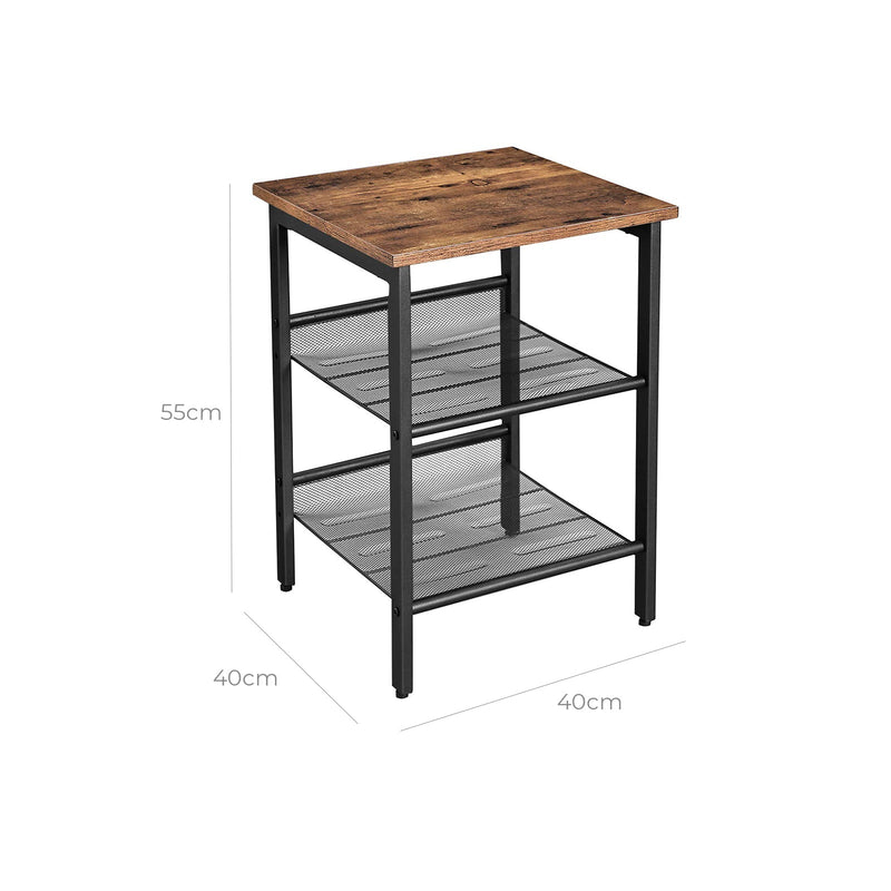 Bijzettafel - Industrieel design - Nachtkastje - Bruin/Zwart