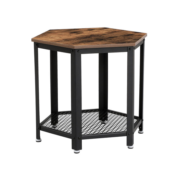 Bijzettafel - Nachtkastje met roosterplank - Banktafel - Industrieel ontwerp - Voor woonkamer/slaapkamer