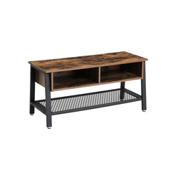 TV-meubel – salontafel – met metalen frame – 2 open vakken – met gaasplank – bruin/zwart