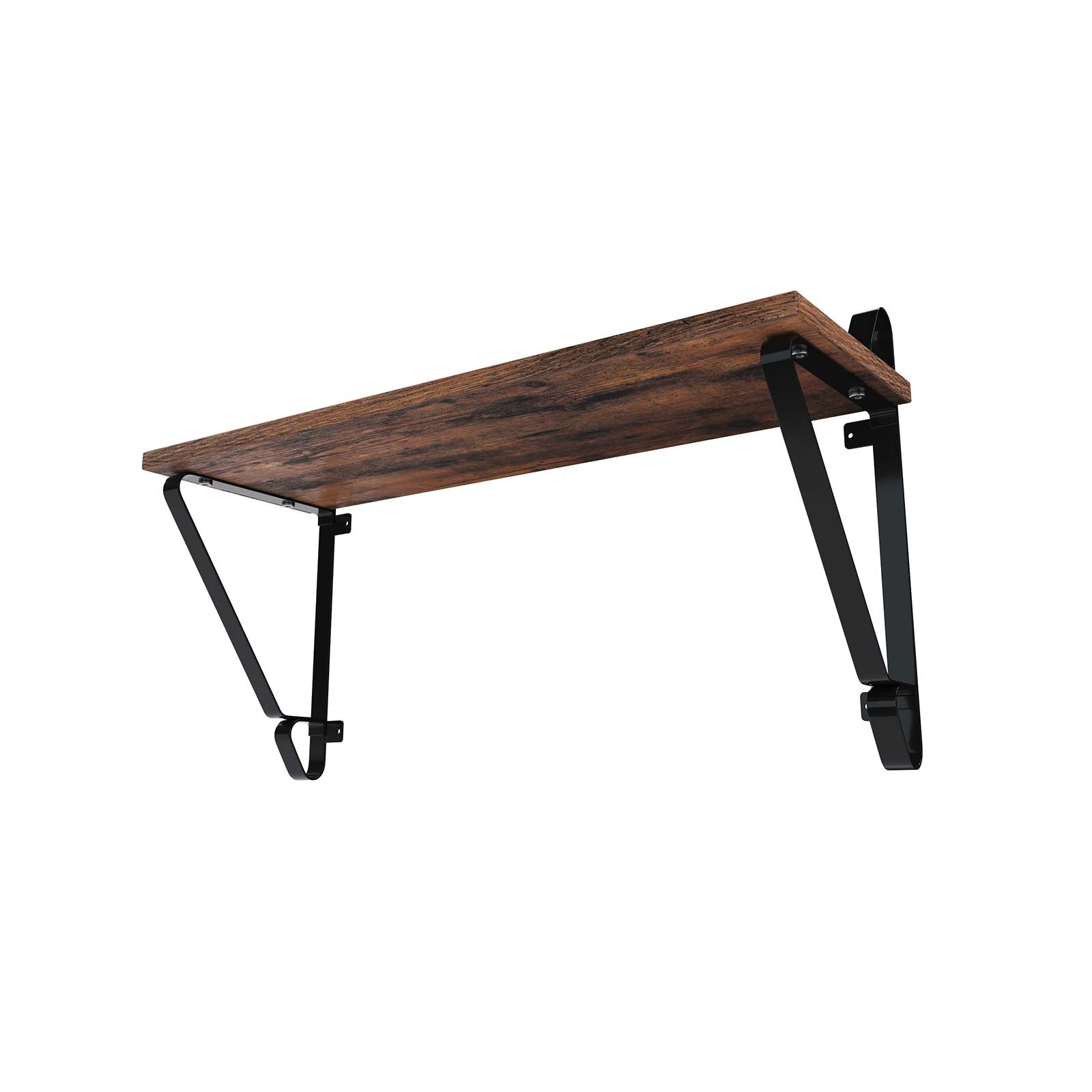 Wandplanken set van 2 - Grote zwevende planken - Rustiek design - Bruin/Zwart