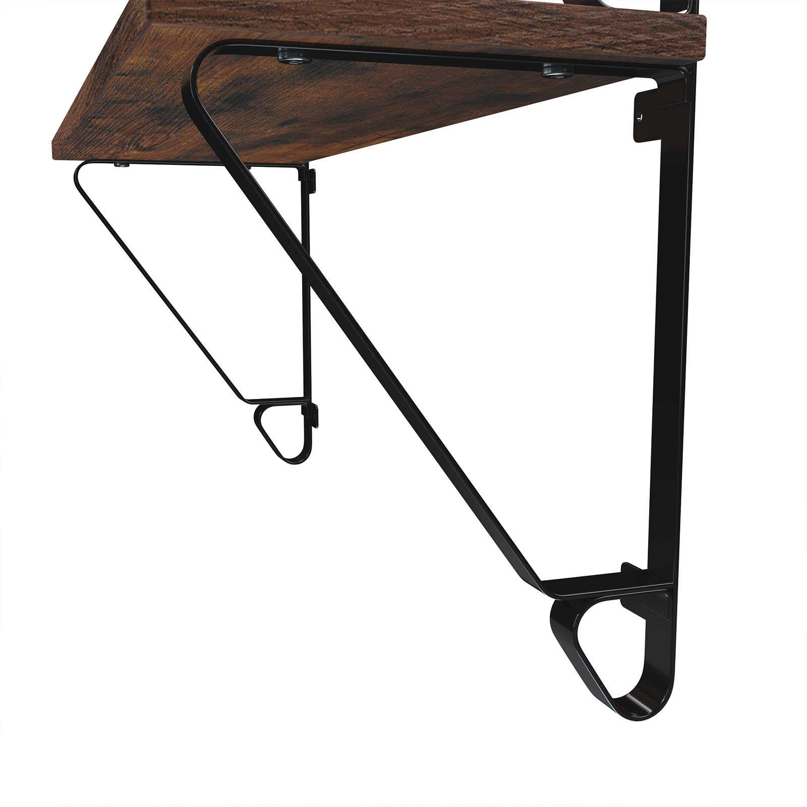 Wandplanken set van 2 - Grote zwevende planken - Rustiek design - Bruin/Zwart