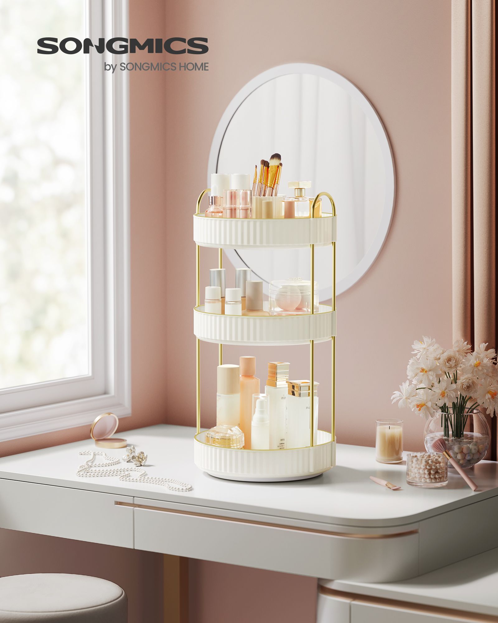 Make-up organizer – roterend – cadeau-idee – wolkwit