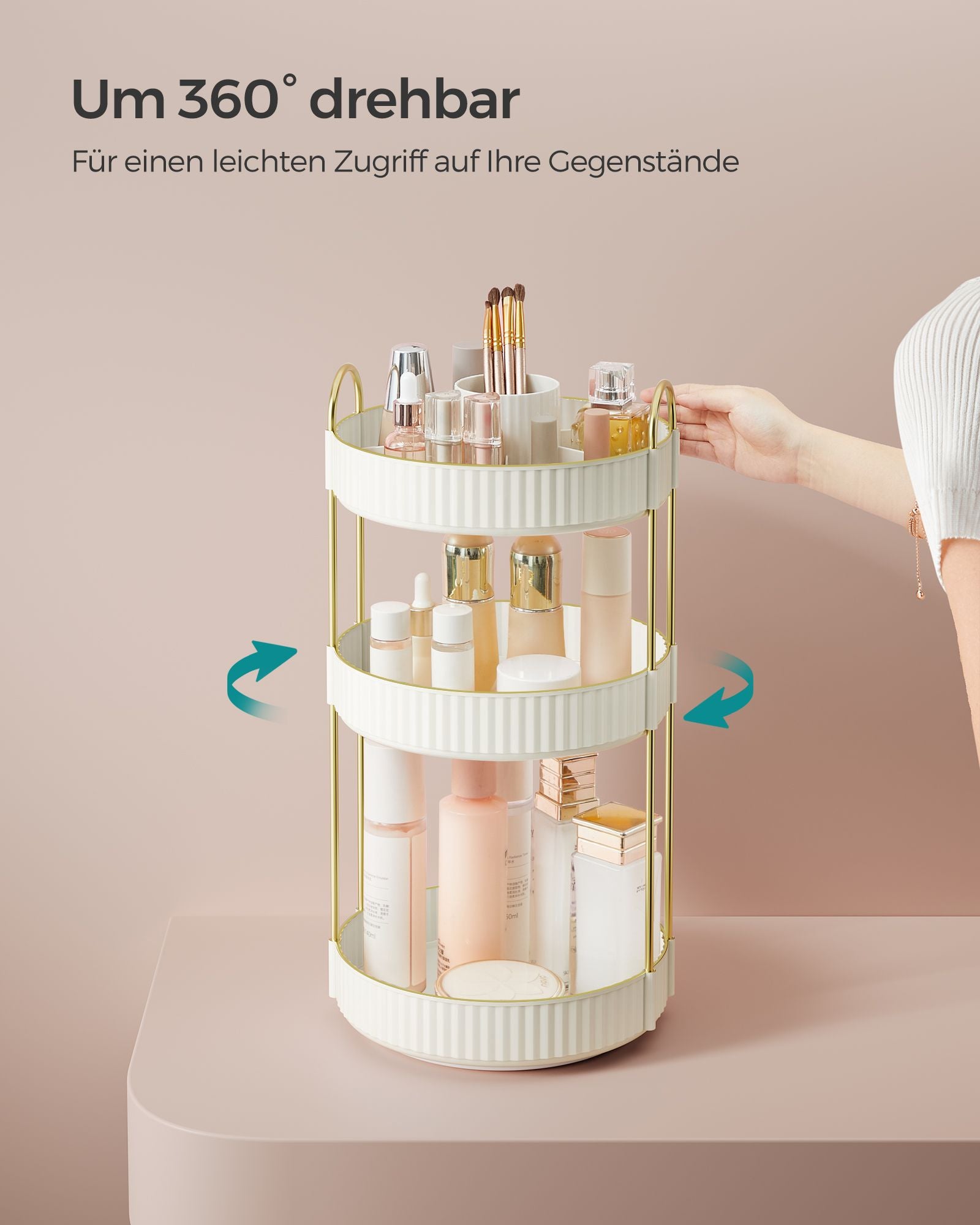 Make-up organizer – roterend – cadeau-idee – wolkwit