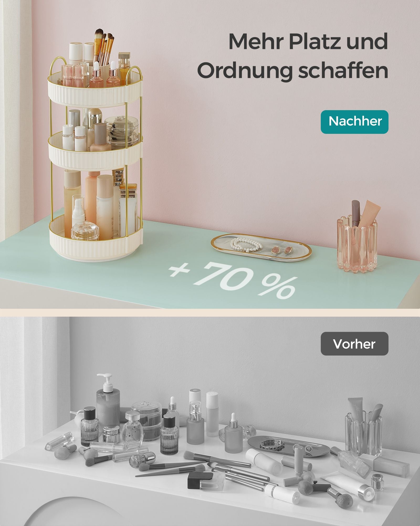 Make-up organizer – roterend – cadeau-idee – wolkwit