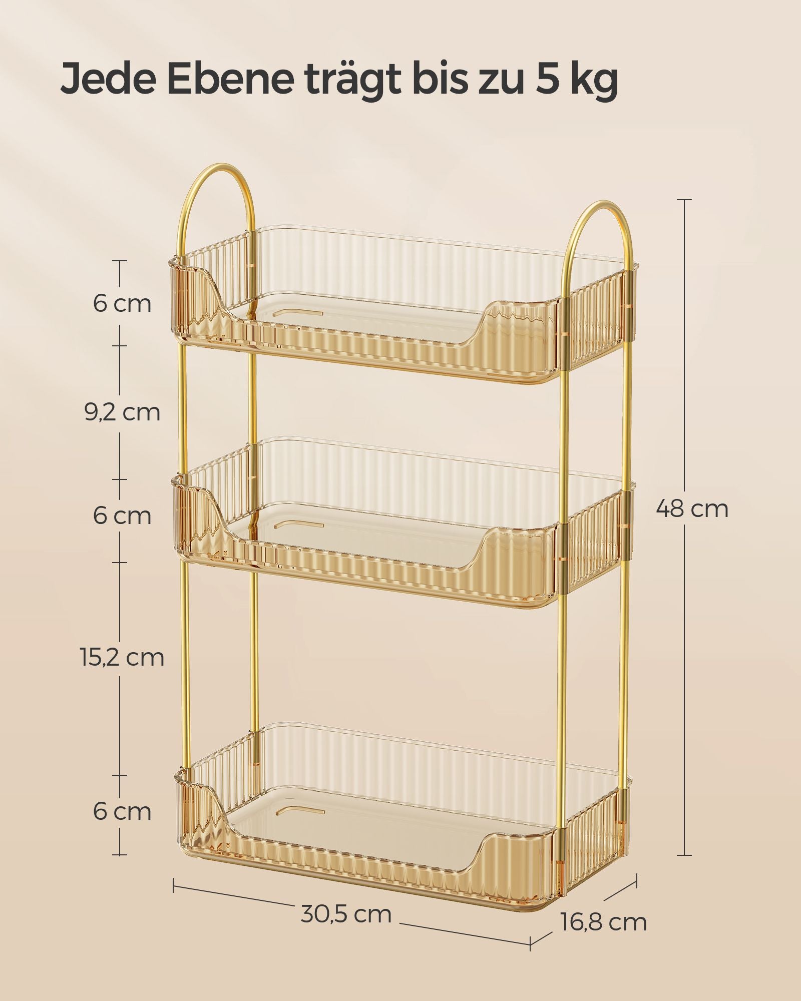 Make-up organizer – rechthoekig – cadeau-idee – champagne goud