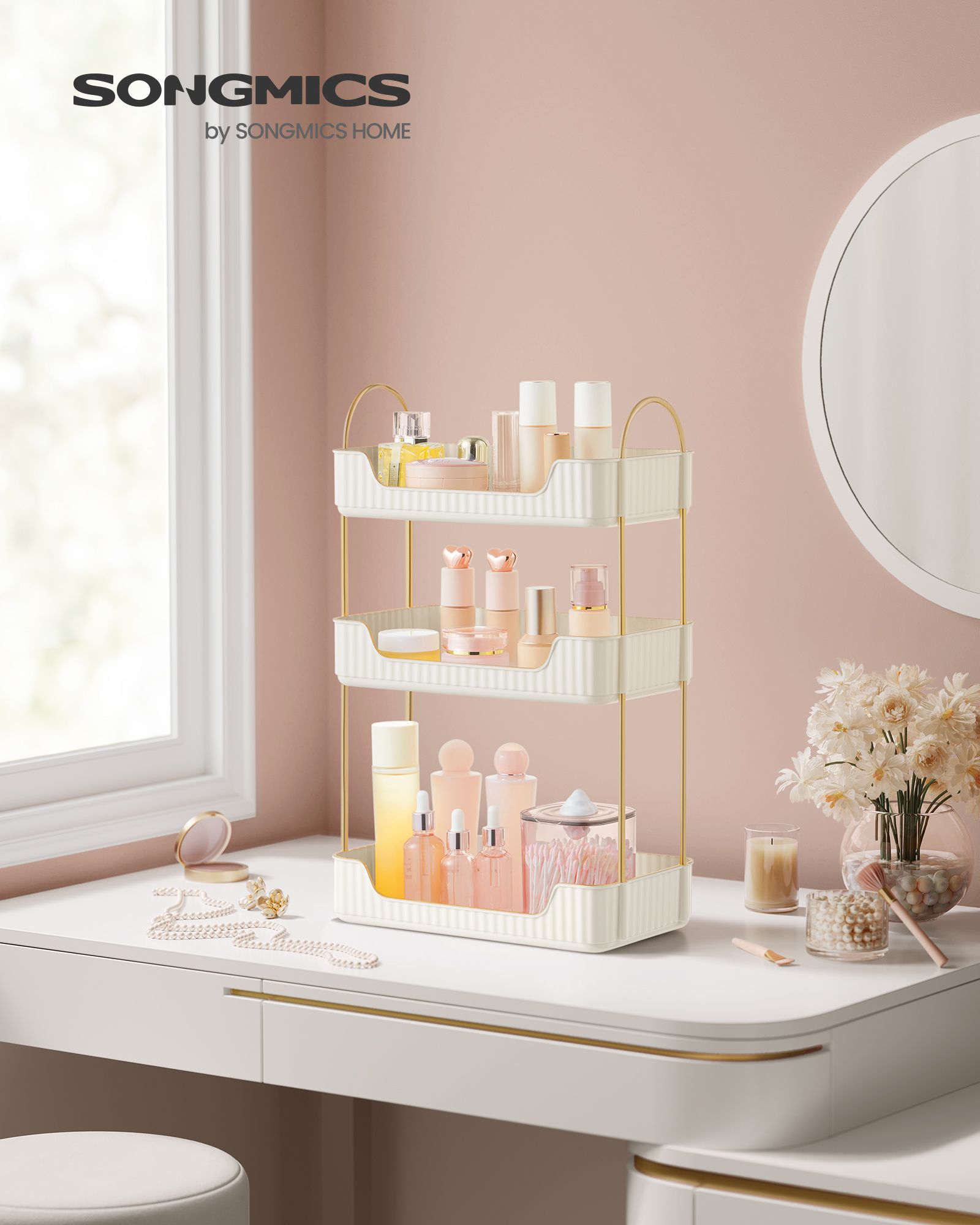 Rechthoekige make-up organizer – cadeau-idee – wolkwit