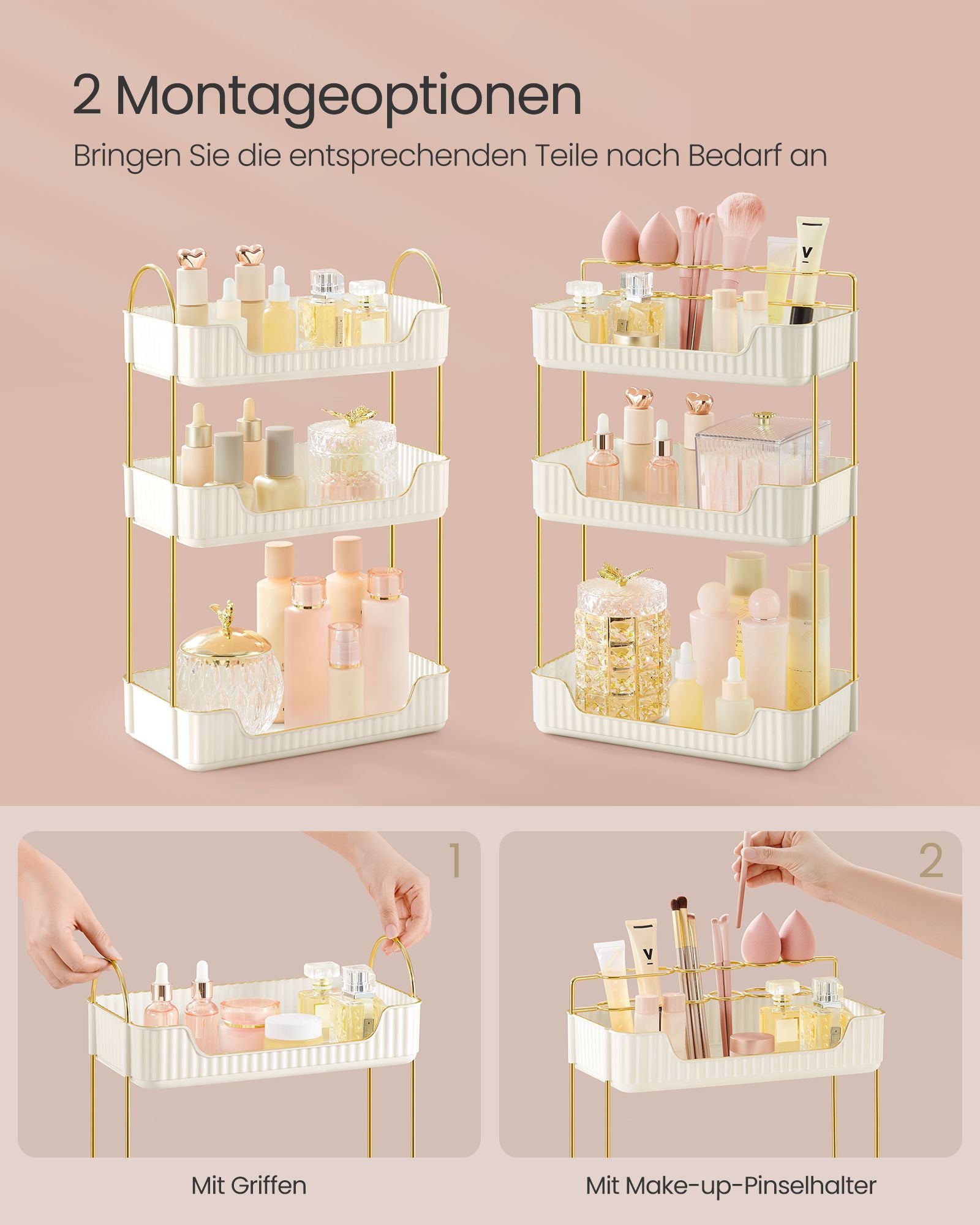 Rechthoekige make-up organizer – cadeau-idee – wolkwit