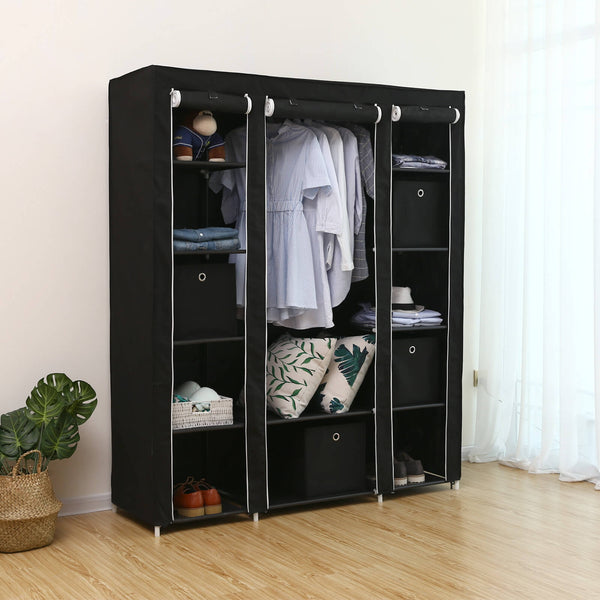 Kledingkast – stoffen garderobekast – 175 x 150 cm – zwart