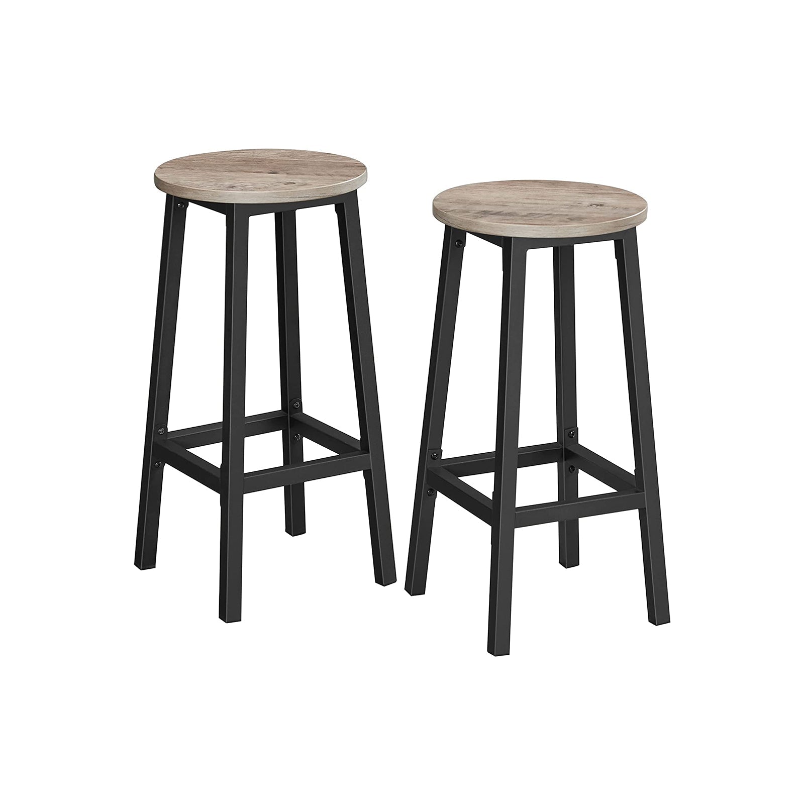 Barkrukken - Set van 2 - Barstoelen - Hoogte 65 cm - Rond - Met stalen frame